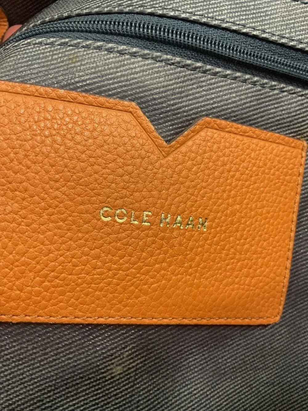 Cole Haan Beckett Tote Bag Pebbled Leather Color Block Large Casual School Work